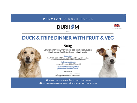 Durham Duck & Tripe With Fruit & Veg 500g