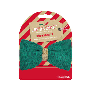 Xmas Knitted Bow Tie Green