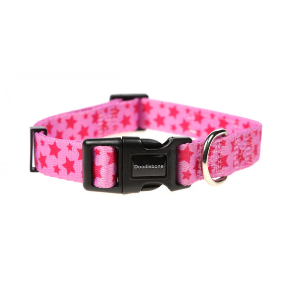 Doodlebone Collar Pink Stars Size 6-11